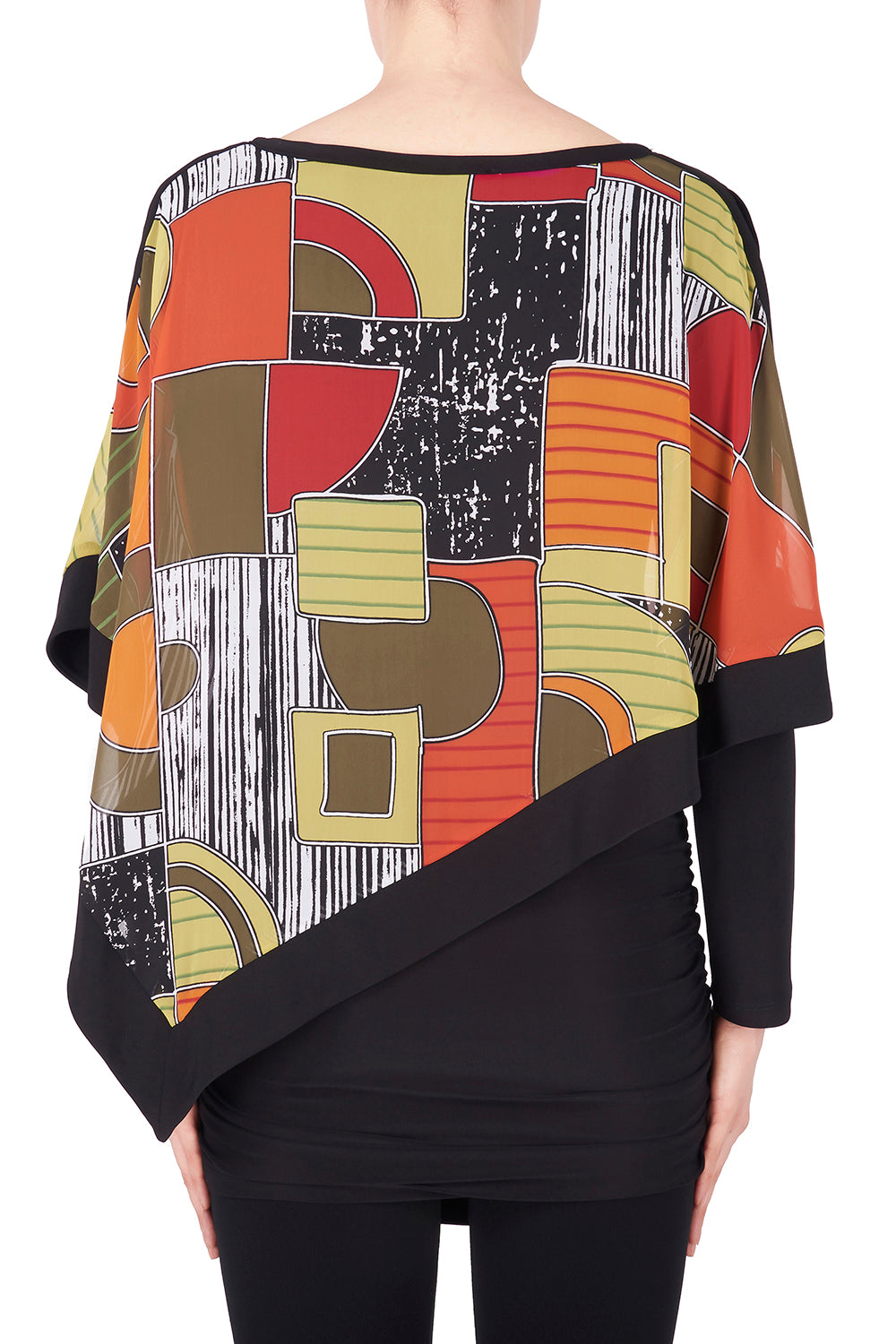 Joseph Ribkoff Black-Green-Multi Tunic Style 183716