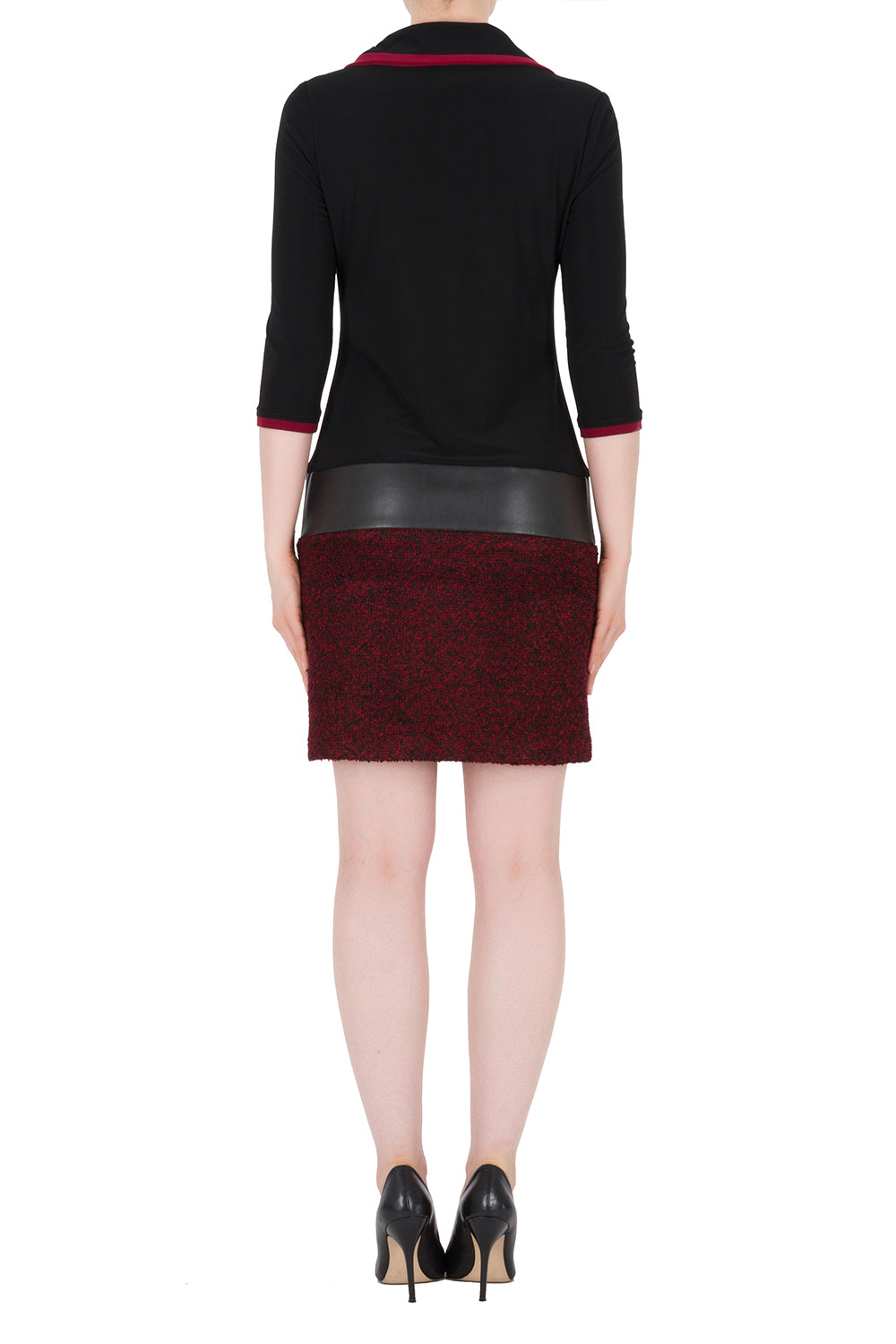 Joseph Ribkoff Black-Red-Cranberry Tunic-Dress Style 184845