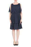 Joseph Ribkoff Midnight Blue-White Dress Style 191609