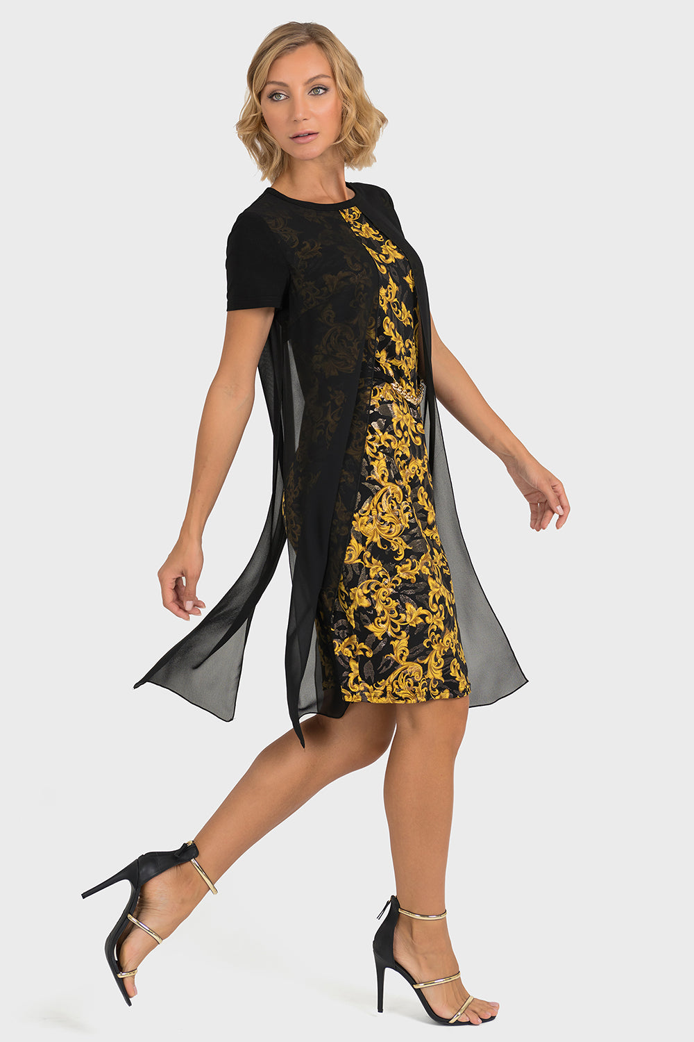 Joseph Ribkoff Black-Gold Dress Style 193698