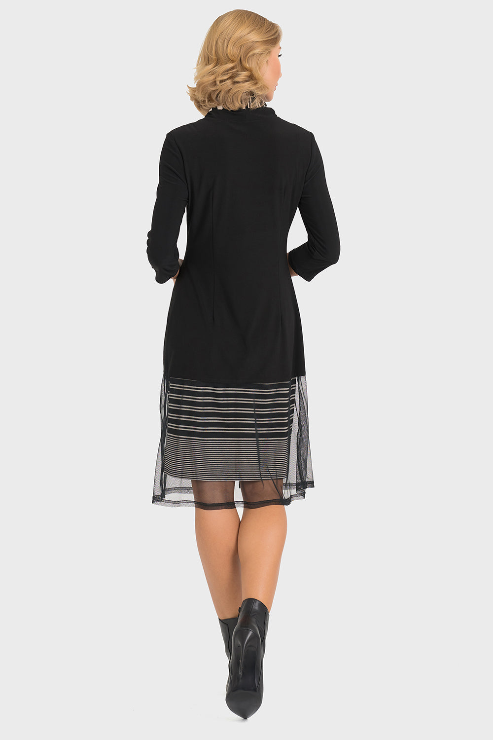 Joseph Ribkoff Black-Oatmeal Dress Style 193866