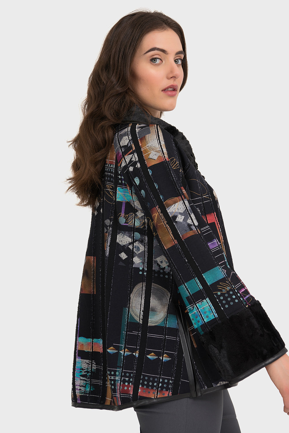 Joseph Ribkoff Black-Multi Jacket Style 194611