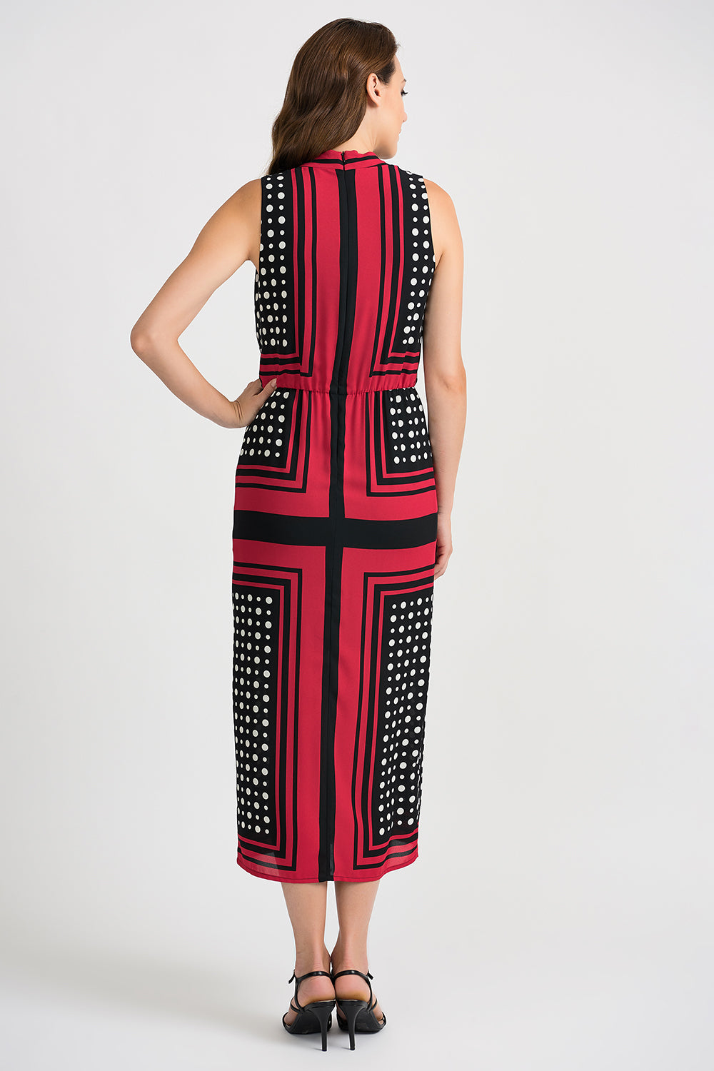 Joseph Ribkoff Black-Vanilla-Lipstick Red Dress Style 201462