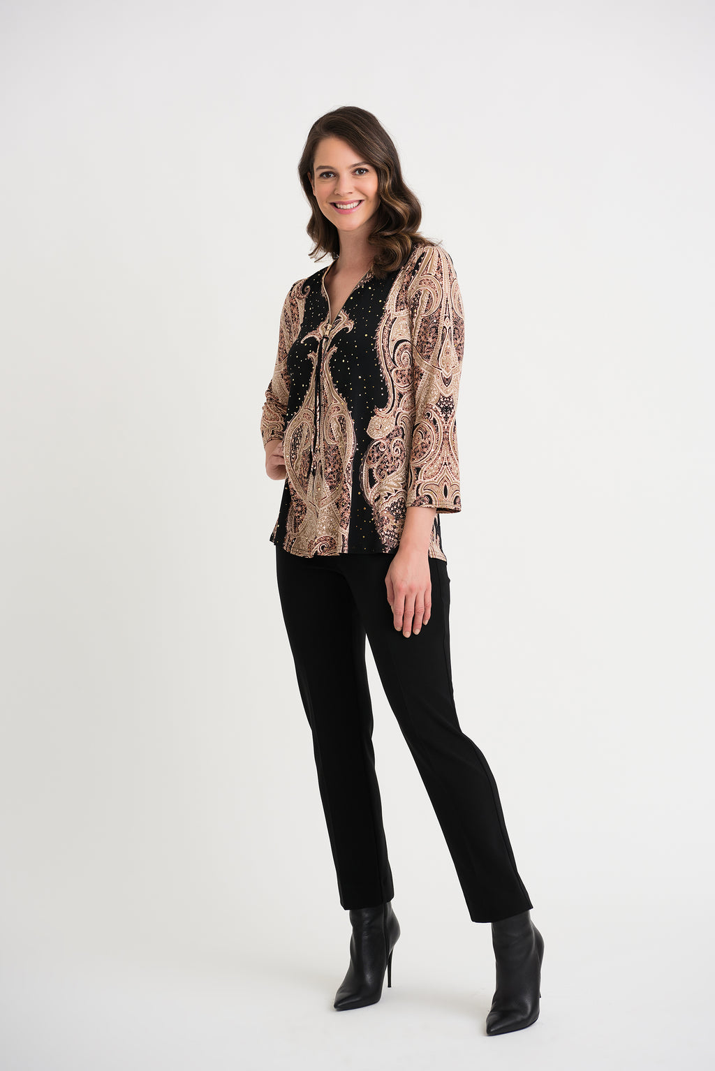 Joseph Ribkoff Black-Beige-Brown Tunic Style 204297