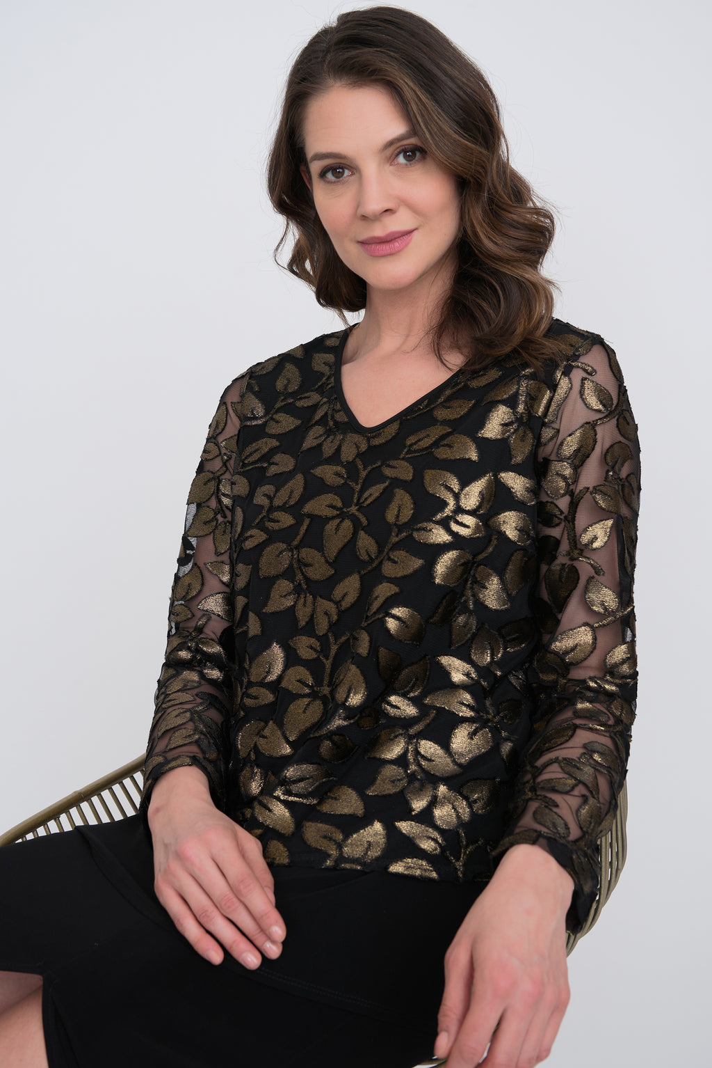 Joseph Ribkoff Black-Gold Tunic Style 204388