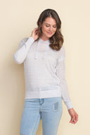 Joseph Ribkoff Silver Perforated Sweatshirt Style 212906