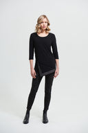 Joseph Ribkoff Black Asymmetrical Hem Top Style 213003