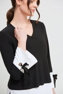 Joseph Ribkoff Black-Vanilla Contrast Trim Tunic Style 213250