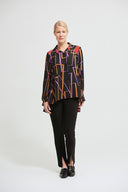 Joseph Ribkoff Black-Multi Geometric Print Blouse Style 213268