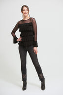 Joseph Ribkoff Black Ruffle Top Style 213314