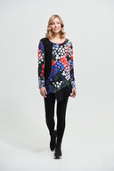 Joseph Ribkoff Black-Multi Abstract Print Top Style 213372