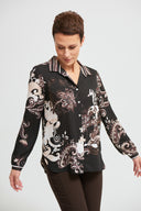 Joseph Ribkoff Black-Sand Paisley Print Blouse Style 213420