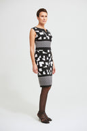 Joseph Ribkoff Black-Vanilla Geo Sheath Dress Style 213423