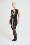 Joseph Ribkoff Black-Vanilla Abstract Sheath Dress Style 213442