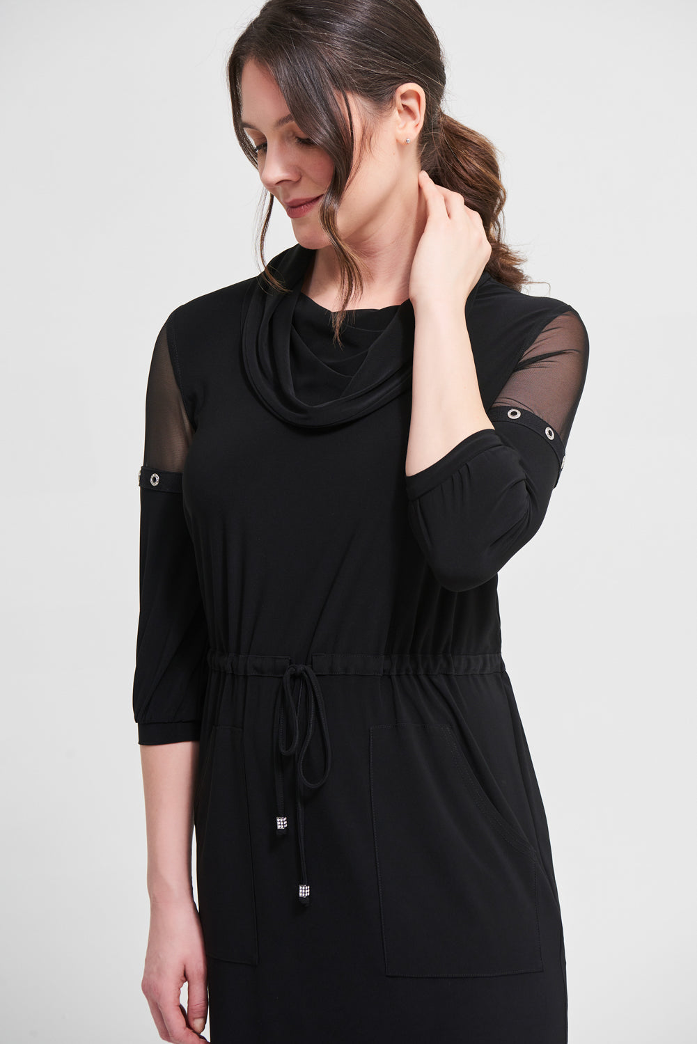 Joseph Ribkoff Black Mesh Detail Dress Style 213458