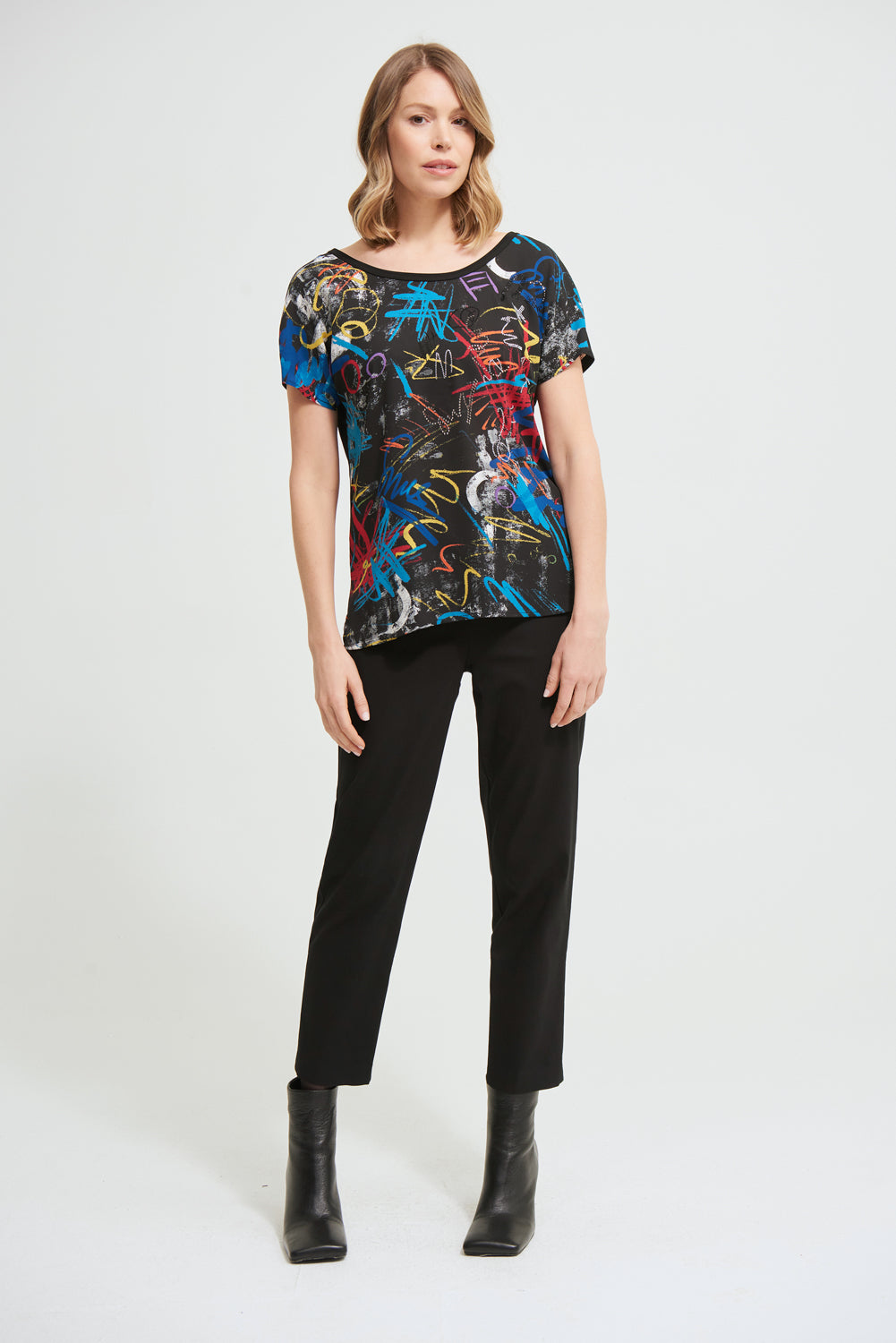 Joseph Ribkoff Black-Multi T-Shirt Style 213461