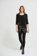 Joseph Ribkoff Black-Vanilla Checkered Top Style 213468