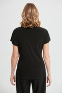 Joseph Ribkoff Black-Vanilla Woven Geometric Top Style 213608