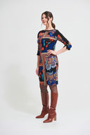 Joseph Ribkoff Black-Multi Mixed Paisley Print Dress Style 213658