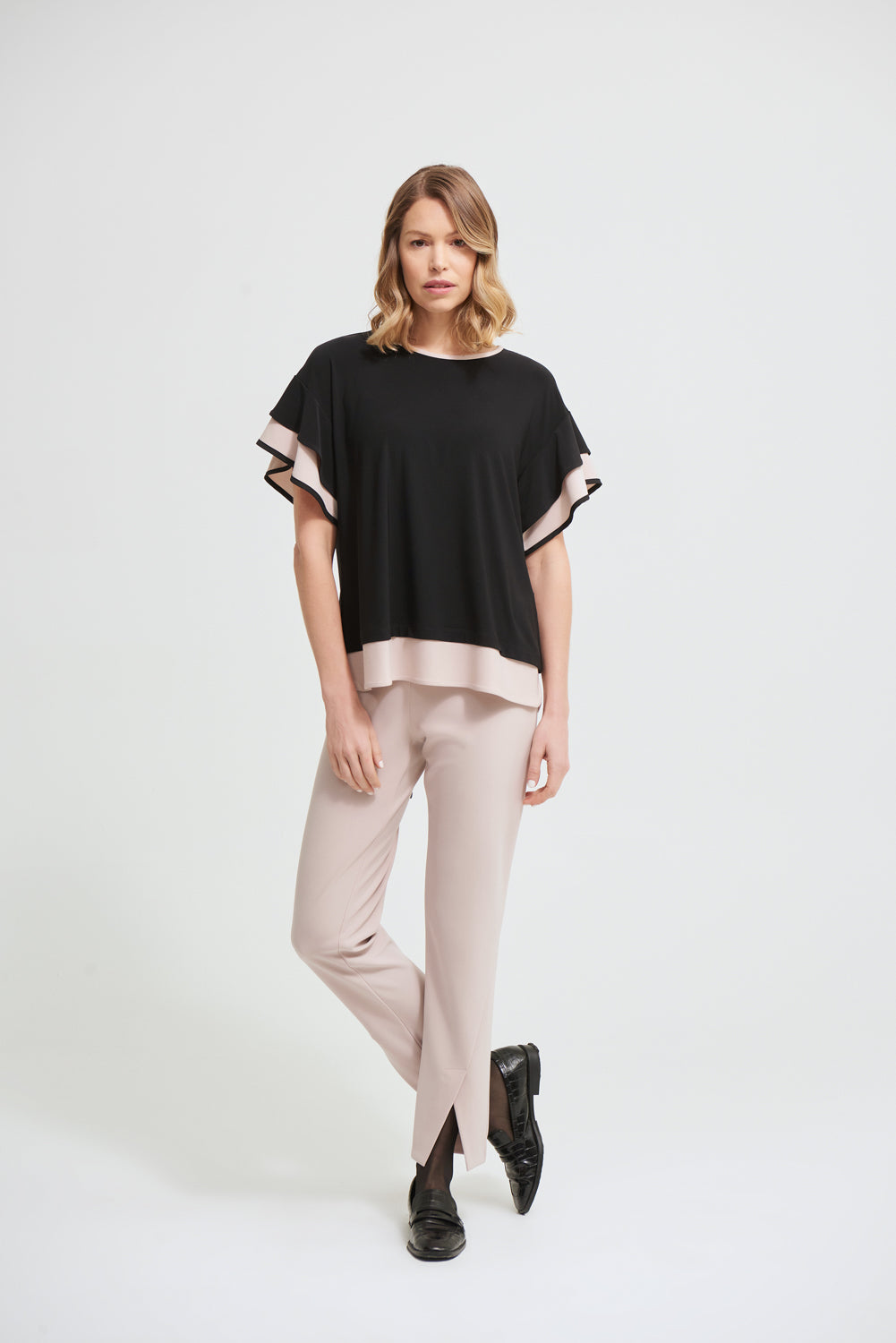 Joseph Ribkoff Black-Sand Layered Top Style 213663