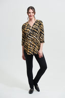 Joseph Ribkoff Black-Multi Striped Sequin Top Style 213686