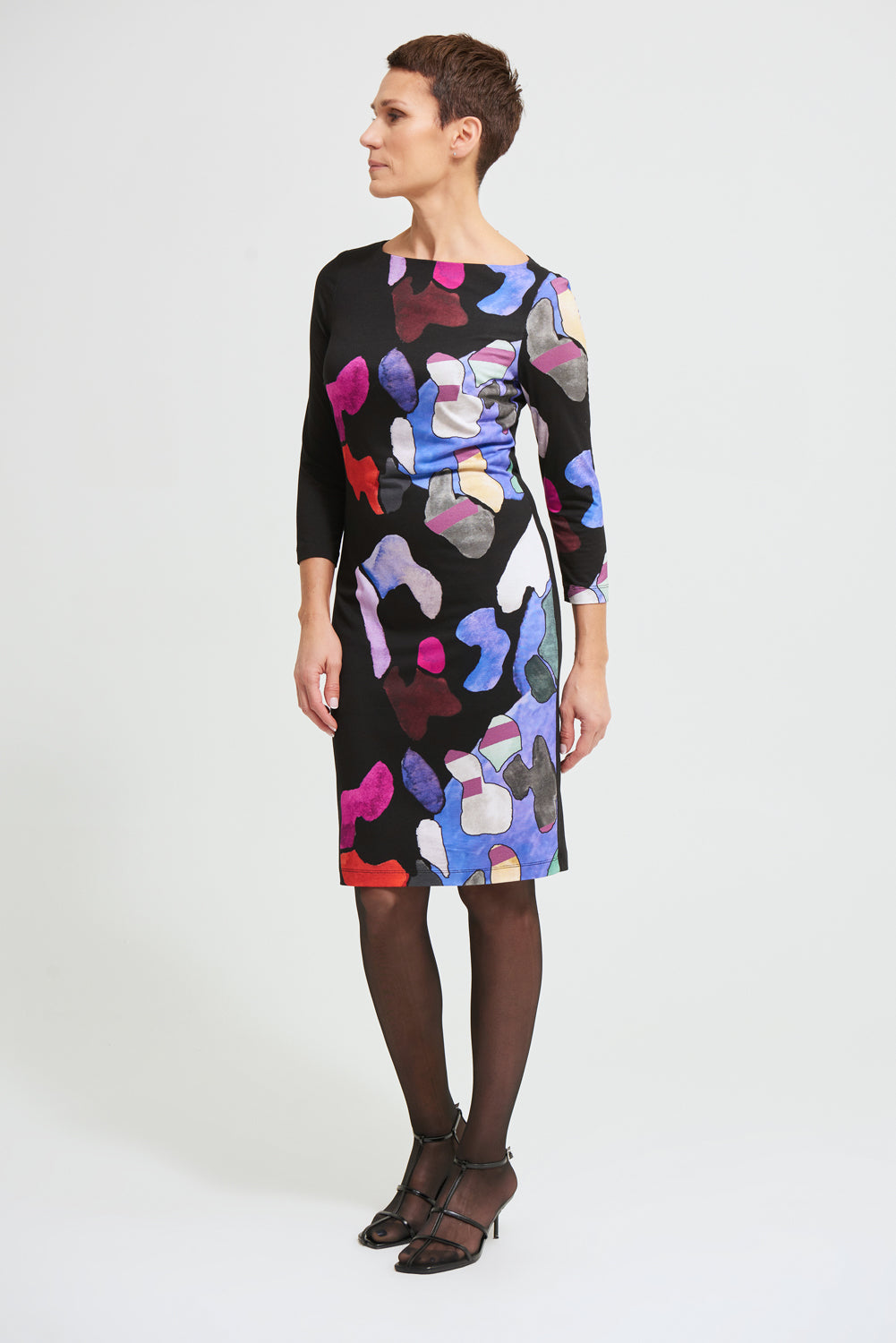 Joseph Ribkoff Black-Multi Abstract Dress Style 213687