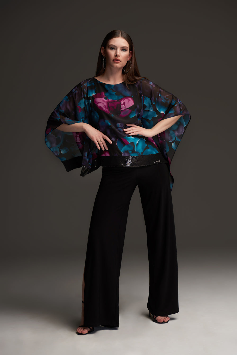 Joseph Ribkoff Black-Multi Floral Print Tunic Style 213716