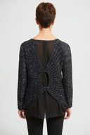 Joseph Ribkoff Midnight Blue-Black Glitter Top Style 213930