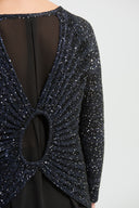 Joseph Ribkoff Midnight Blue-Black Glitter Top Style 213930