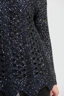 Joseph Ribkoff Midnight Blue-Black Glitter Top Style 213930