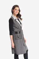 Joseph Ribkoff Black-Grey Knit Sleeveless Jacket Style 214195