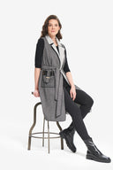 Joseph Ribkoff Black-Grey Knit Sleeveless Jacket Style 214195