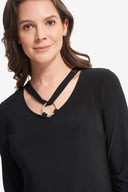 Joseph Ribkoff Black Eyelet Detail Top Style 214212