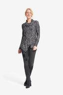 Joseph Ribkoff Black-Grey Abstract Knit Top Style 214231