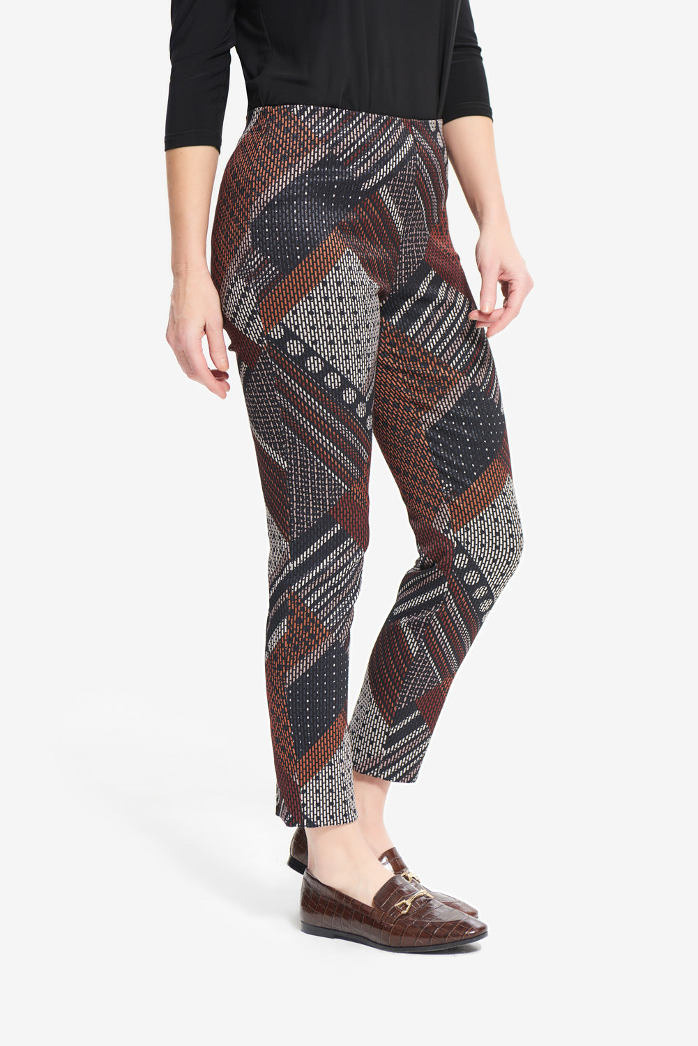 Joseph Ribkoff Black-Multi Geometric Pants Style 214257