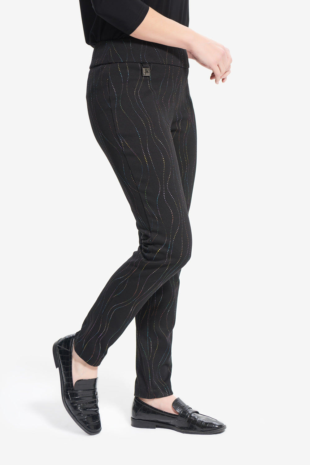 Joseph Ribkoff Black-Multi Embellished Pants Style 214297