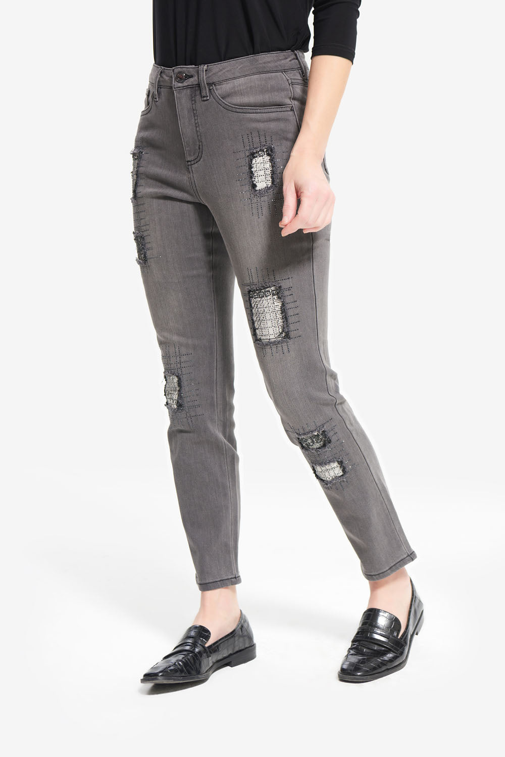 Joseph Ribkoff Charcoal Grey Jean Style 214300