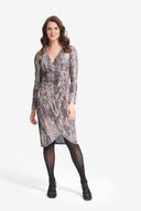 Joseph Ribkoff Grey/Multi Rhinestone Dress Style 214013 - Main Image