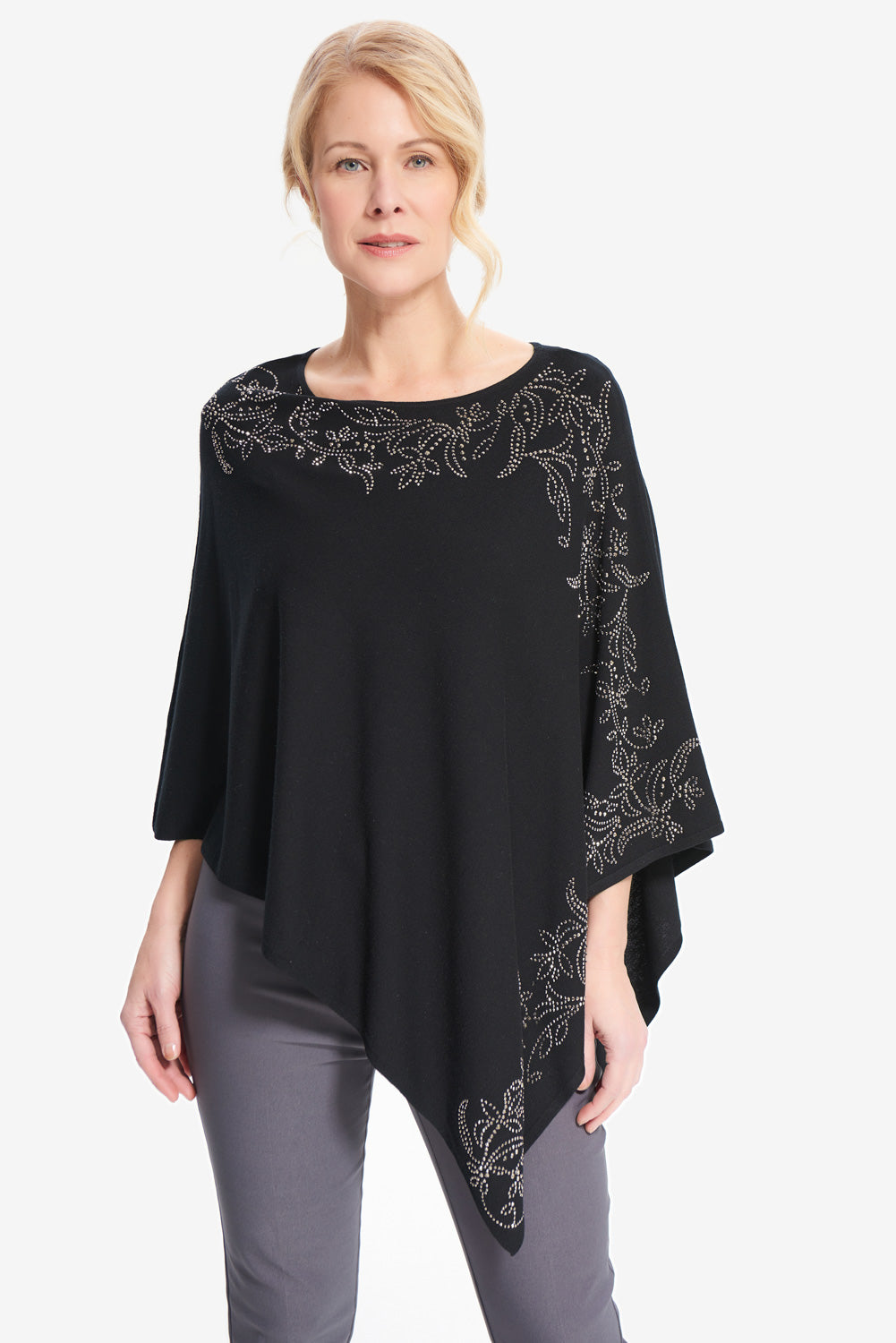 Joseph Ribkoff Black Handkerchief Hem Top Style 214933 - Main Image