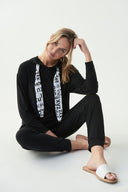 Joseph Ribkoff Black-Vanilla-Grey Sweatshirt Style 221024