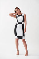 Joseph Ribkoff Black/Vanilla Color-blocked Dress Style 221052 - Main Image