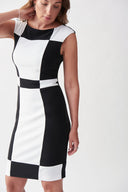 Joseph Ribkoff Black-Vanilla Color-blocked Dress Style 221052