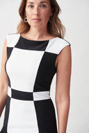 Joseph Ribkoff Black-Vanilla Color-blocked Dress Style 221052