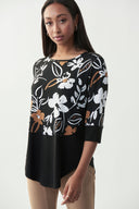 Joseph Ribkoff Black/Multi Two-tone Top Style 221080 - Main Image