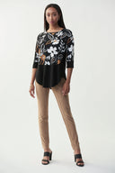 Joseph Ribkoff Black-Multi Two-tone Top Style 221080