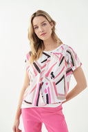 Joseph Ribkoff Vanilla-Multi Geometric Print Top Style 221100