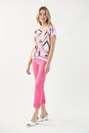 Joseph Ribkoff Vanilla/Multi Geometric Print Top Style 221100 - Main Image