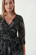 Joseph Ribkoff Black-Vanilla Palm Print Dress Style 221182