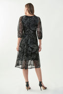 Joseph Ribkoff Black-Vanilla Palm Print Dress Style 221182