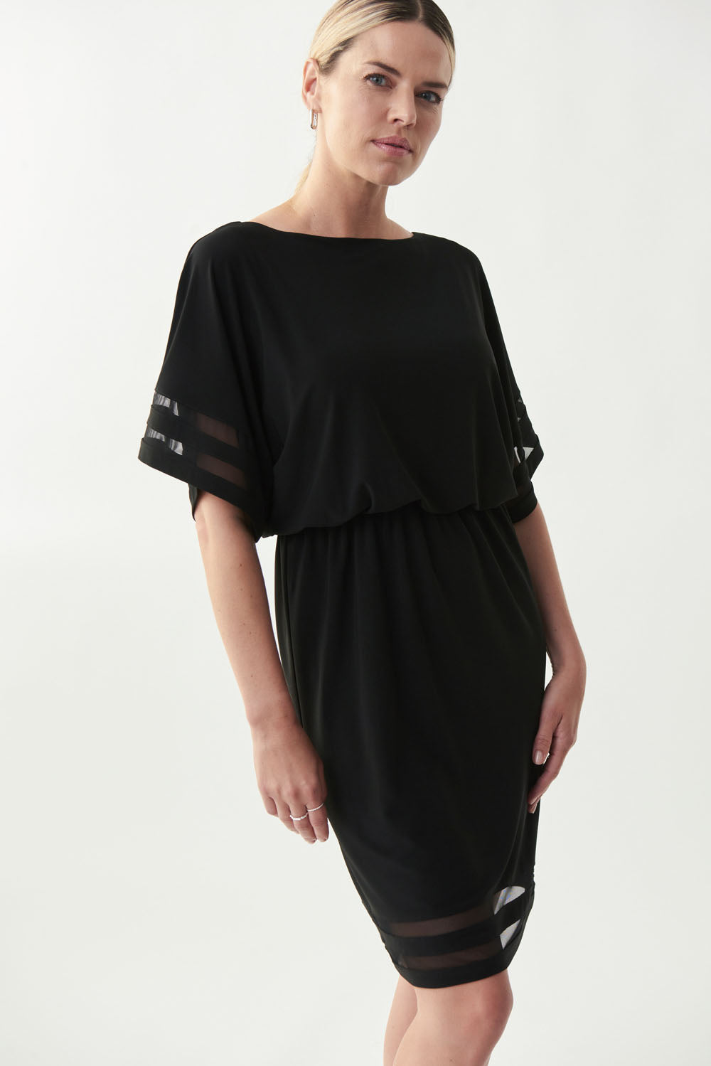 Joseph Ribkoff Black Sheer Sleeved Dress Style 221183
